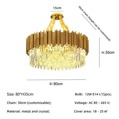 golden luxury led crystal chandelier living room light