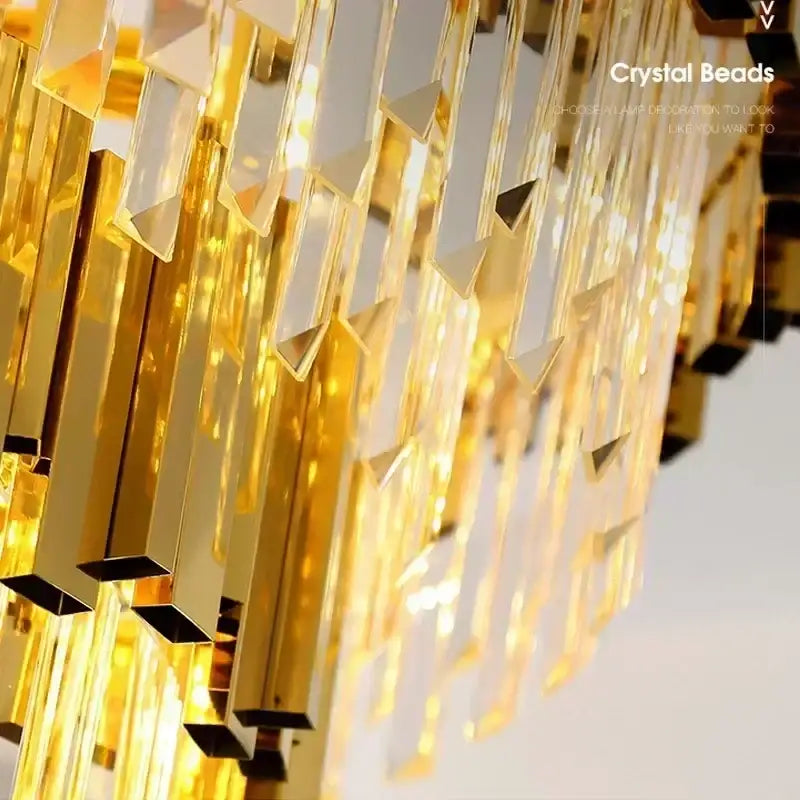 golden luxury led crystal chandelier living room light