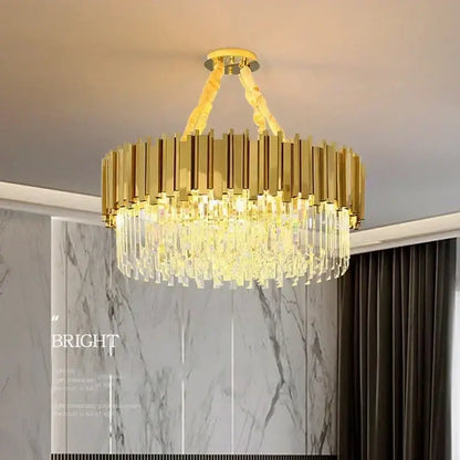 golden luxury led crystal chandelier living room light