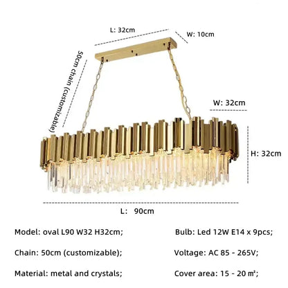 golden luxury led crystal chandelier living room light