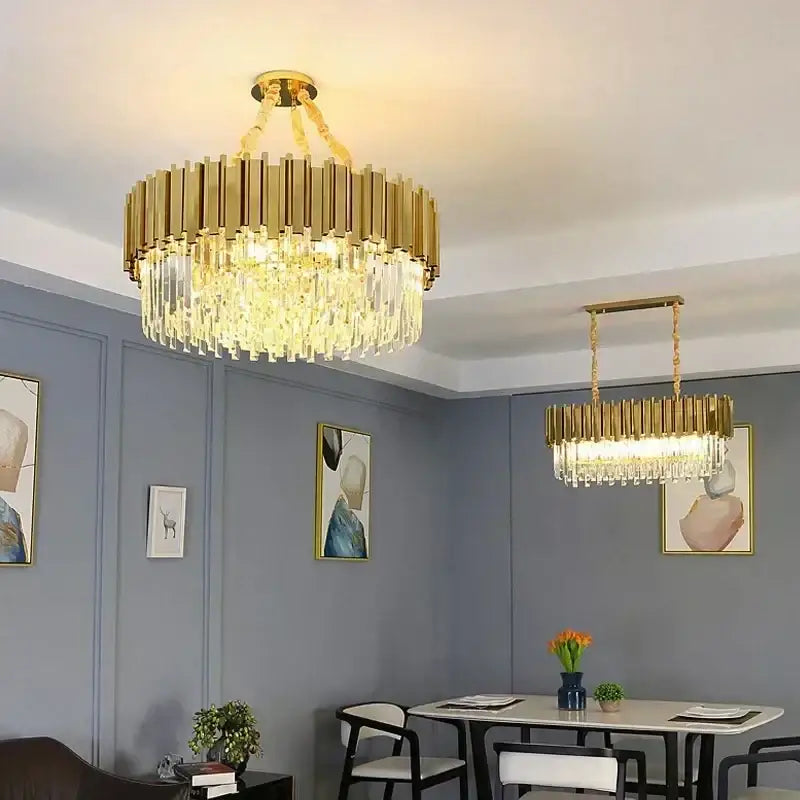 golden luxury led crystal chandelier living room light
