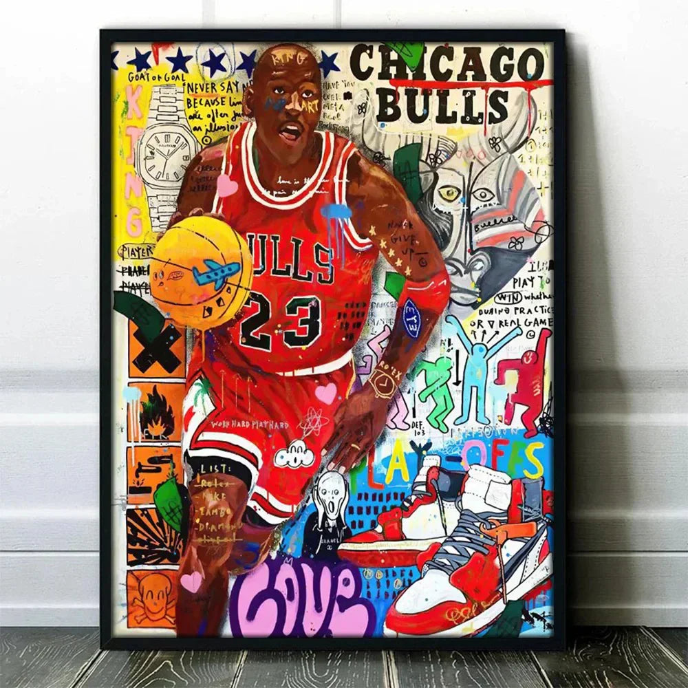 DecorBites™ Graffiti Basketball Celebrities Wall Art Print