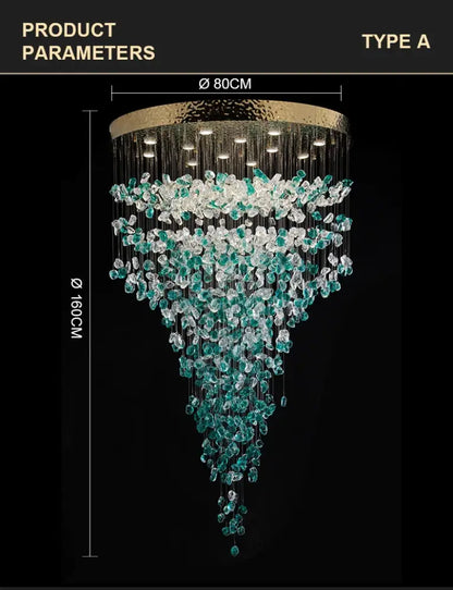 Modern turquoise green crystal stone chandelier dining room light