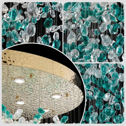 Modern turquoise green crystal stone chandelier dining room light