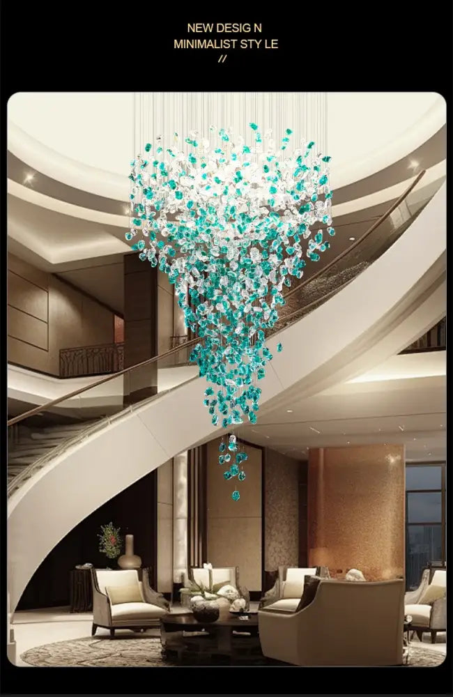 Modern turquoise green crystal stone chandelier dining room light