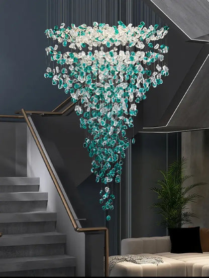 Modern turquoise green crystal stone chandelier dining room light