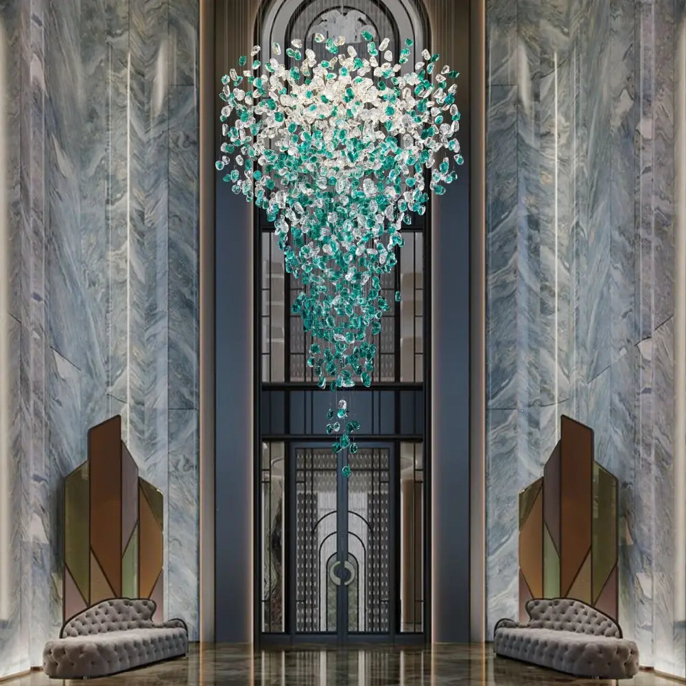 Modern turquoise green crystal stone chandelier dining room light