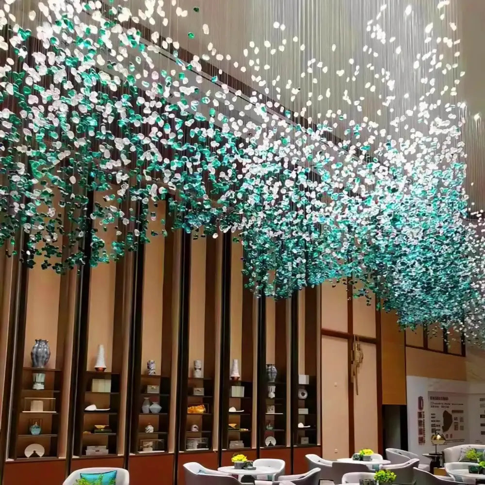 Modern turquoise green crystal stone chandelier dining room light
