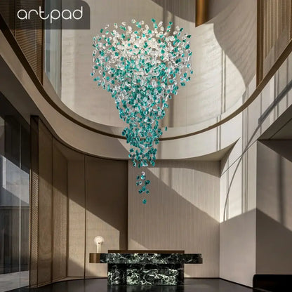 Modern turquoise green crystal stone chandelier dining room light