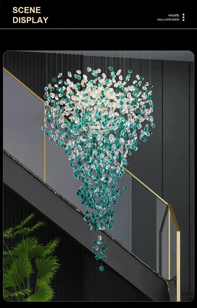 Modern turquoise green crystal stone chandelier dining room light