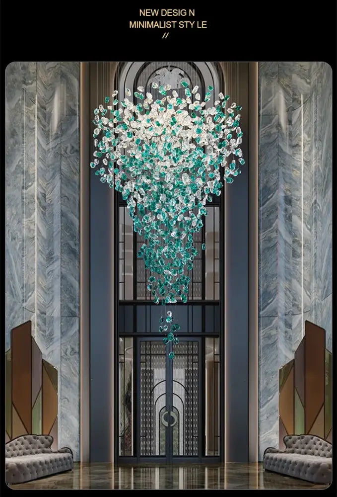 Modern turquoise green crystal stone chandelier dining room light
