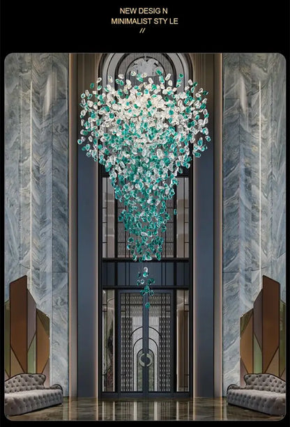 Modern turquoise green crystal stone chandelier dining room light