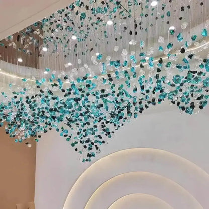Modern turquoise green crystal stone chandelier dining room light