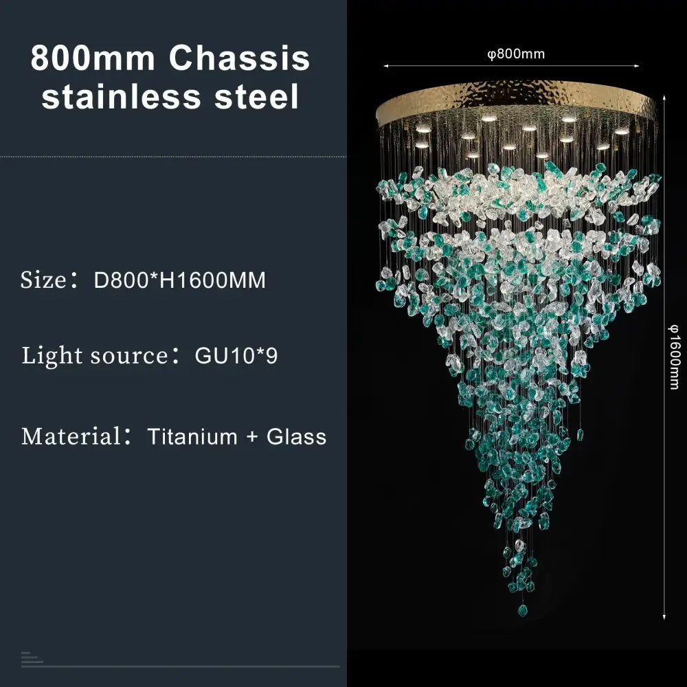 Modern turquoise green crystal stone chandelier dining room light