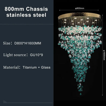 Modern turquoise green crystal stone chandelier dining room light