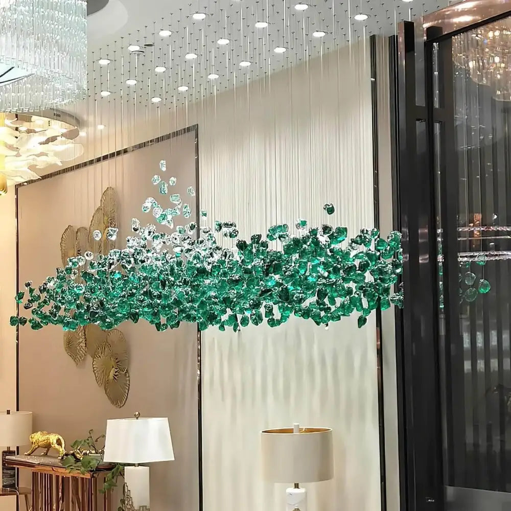 Modern turquoise green crystal stone chandelier dining room light