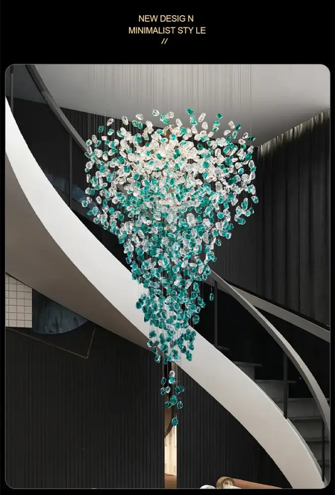 Modern turquoise green crystal stone chandelier dining room light