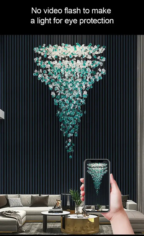 Modern turquoise green crystal stone chandelier dining room light