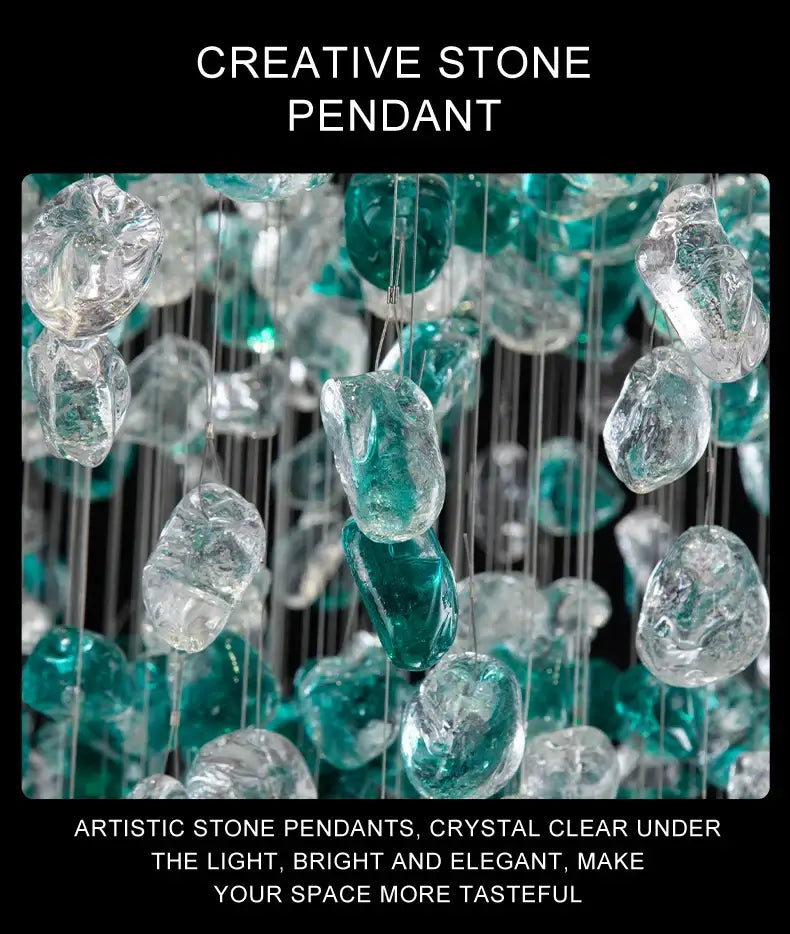 Modern turquoise green crystal stone chandelier dining room light