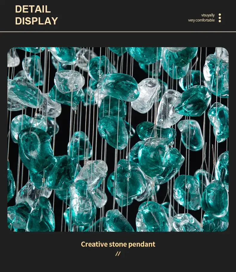 Modern turquoise green crystal stone chandelier dining room light