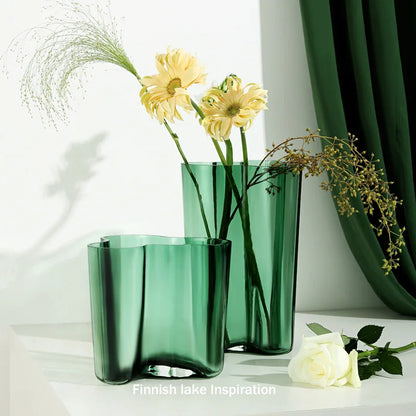 DecorBites™ Green Glass Vase for Modern Decor