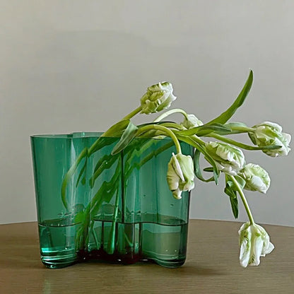 DecorBites™ Green Glass Vase for Modern Decor