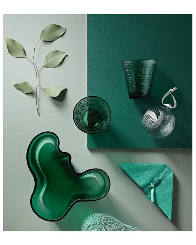 Modern wavy emerald green glass vase living room decor