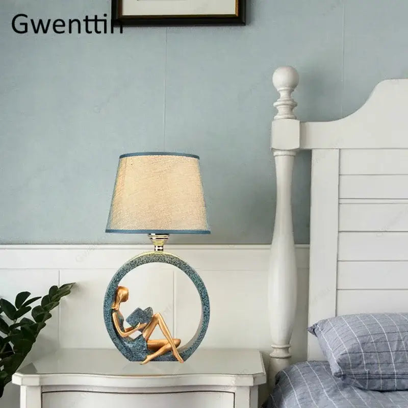 guitar girl table lamp for bedroom reading light