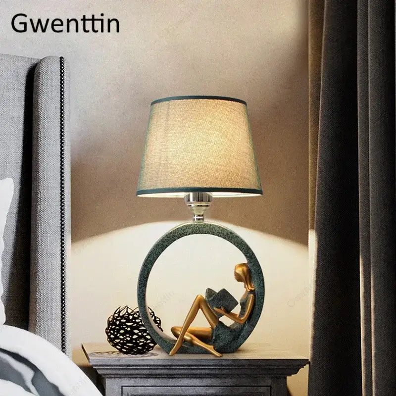 guitar girl table lamp for bedroom reading light