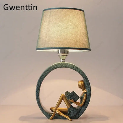 guitar girl table lamp for bedroom reading light