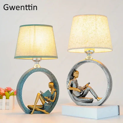guitar girl table lamp for bedroom reading light