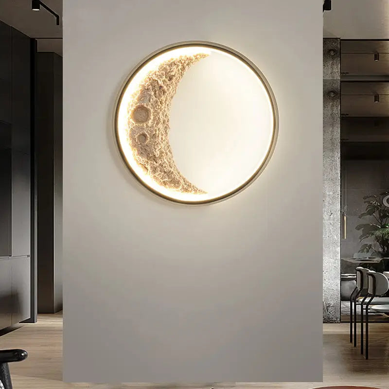 Modern beige textured crescent led wall lamp bedroom light
