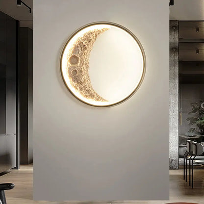 Modern beige textured crescent led wall lamp bedroom light