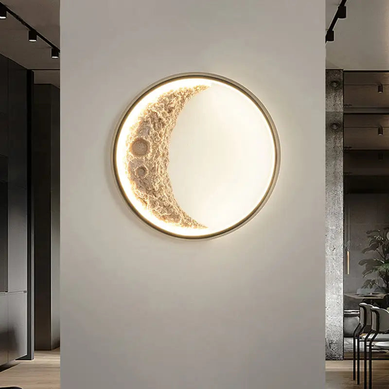 Modern beige textured crescent led wall lamp bedroom light