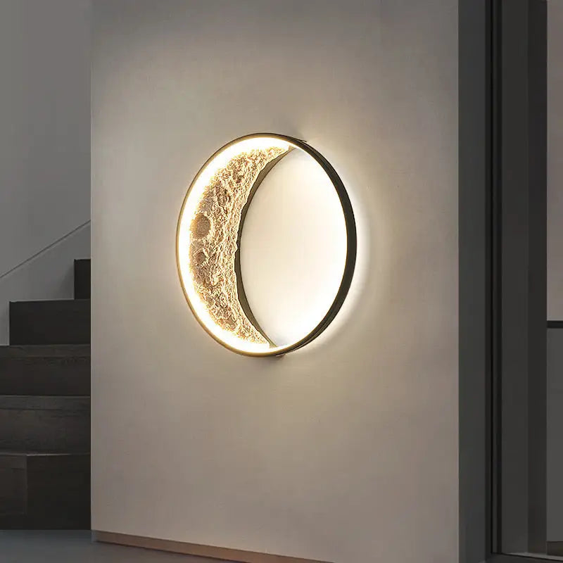 Modern beige textured crescent led wall lamp bedroom light