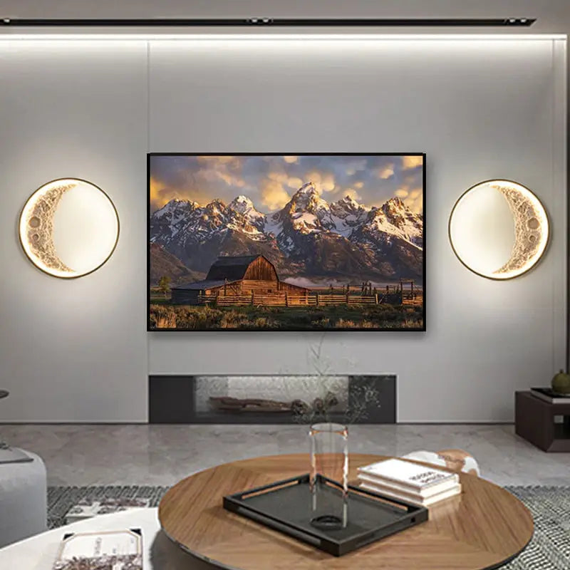 Modern beige textured crescent led wall lamp bedroom light