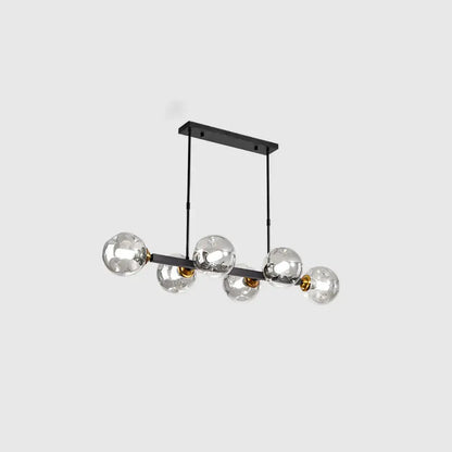 Modern black & gold hand-blown dimpled glass chandelier dining room