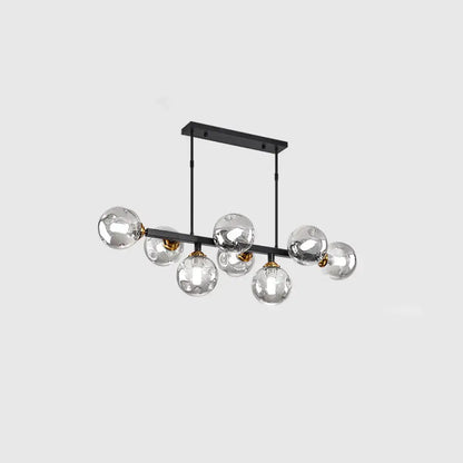 Modern black & gold hand-blown dimpled glass chandelier dining room