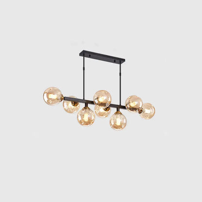 Modern black & gold hand-blown dimpled glass chandelier dining room