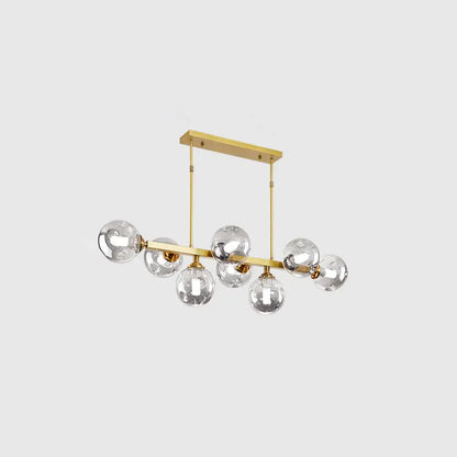Modern black & gold hand-blown dimpled glass chandelier dining room