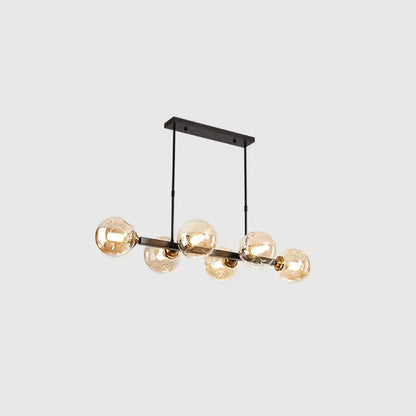Modern black & gold hand-blown dimpled glass chandelier dining room
