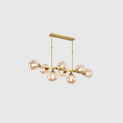 Modern black & gold hand-blown dimpled glass chandelier dining room