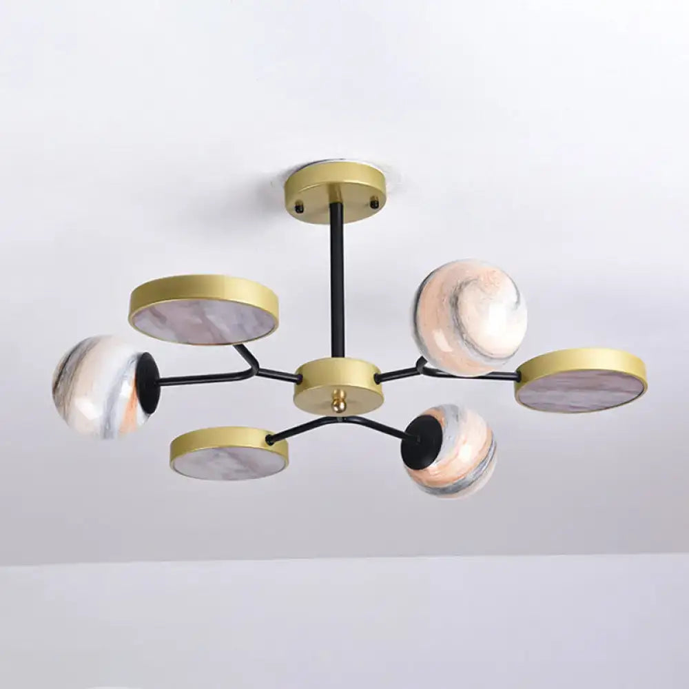 Modern hand blown glass gold chandelier – living room pendant light