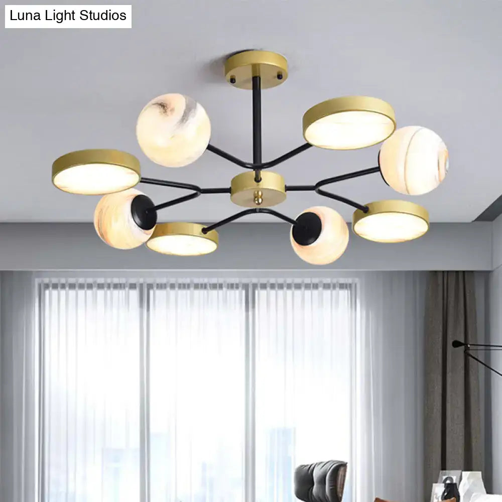 Modern hand blown glass gold chandelier – living room pendant light