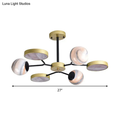 Modern hand blown glass gold chandelier – living room pendant light