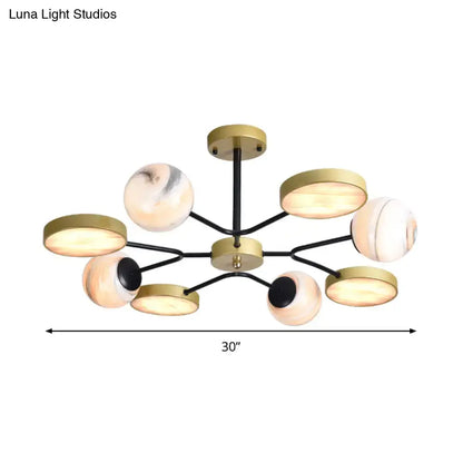 Modern hand blown glass gold chandelier – living room pendant light