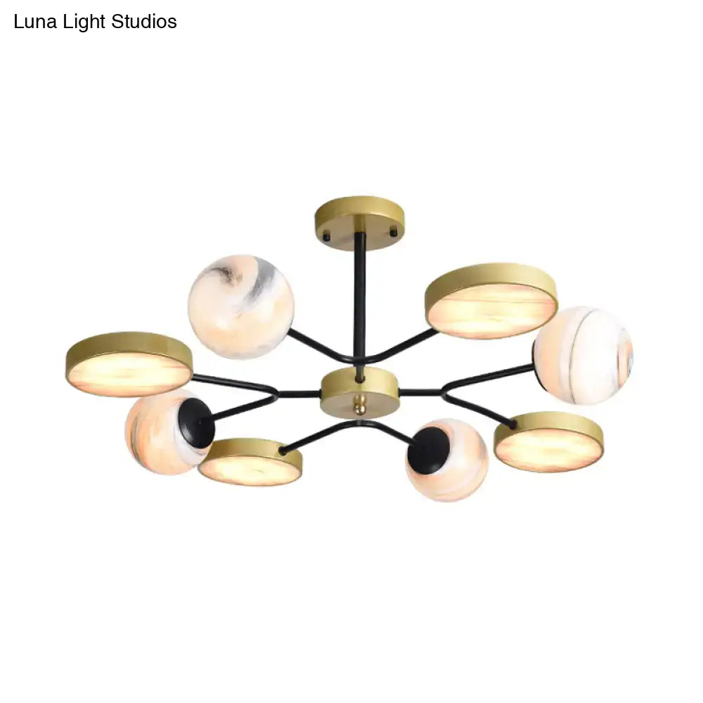 Modern hand blown glass gold chandelier – living room pendant light