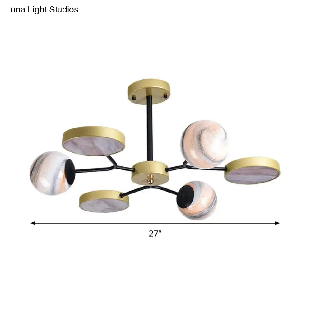 Modern hand blown glass gold chandelier – living room pendant light