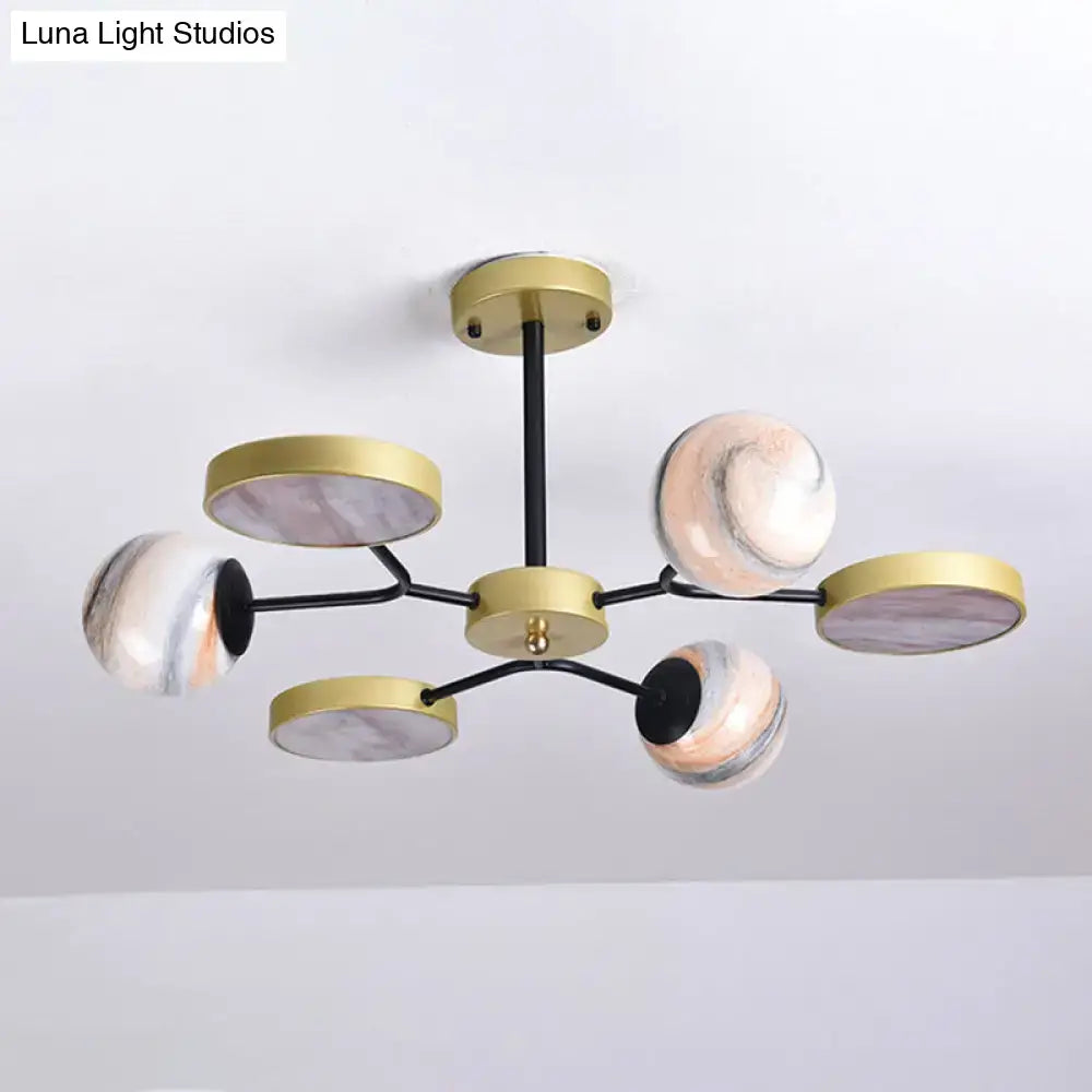 Modern hand blown glass gold chandelier – living room pendant light