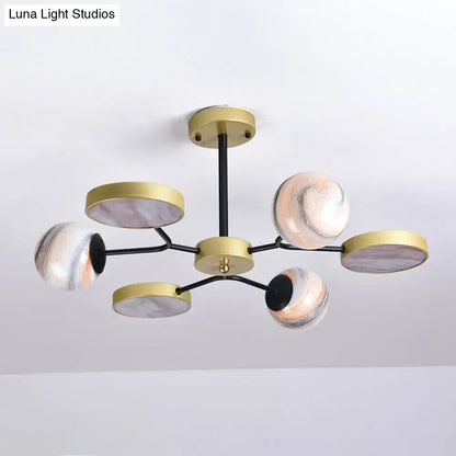 Modern hand blown glass gold chandelier – living room pendant light
